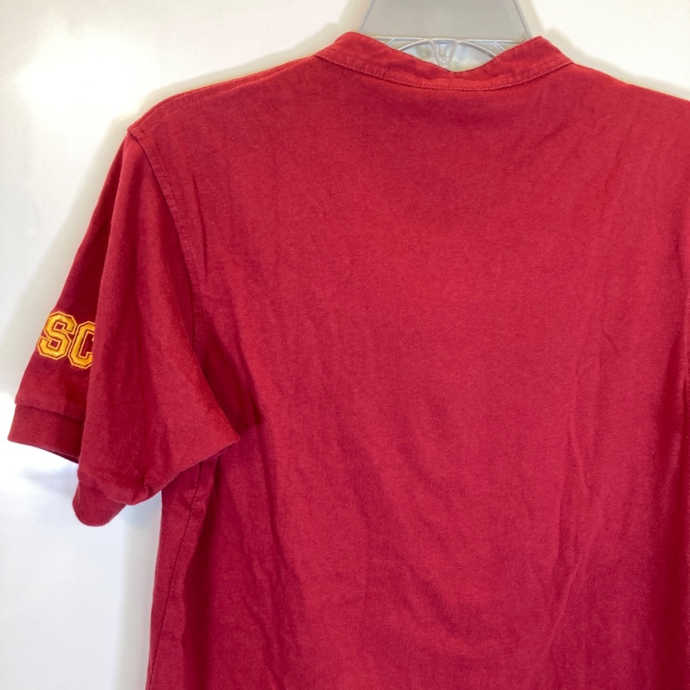 USC Trojans Henley Cardinal Embroidered Youth XL Short Sleeve Shirt - Picture 12 of 15